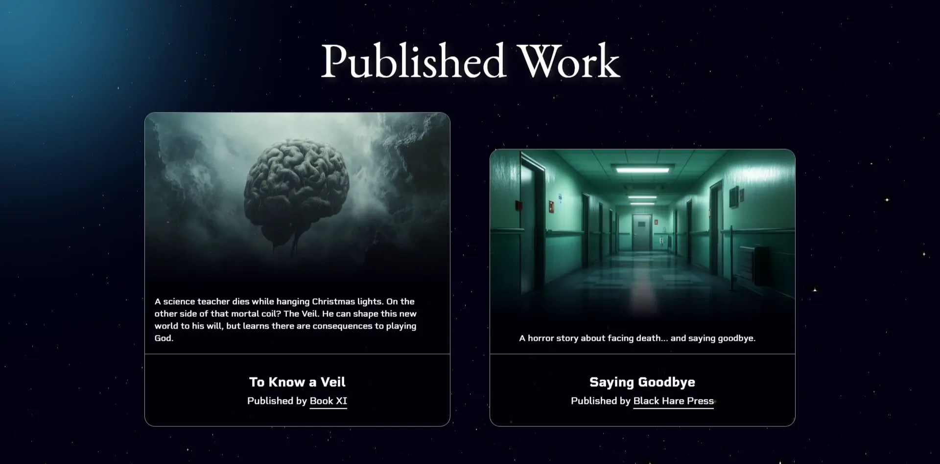 Short story list screenshot of Andrew Akers
